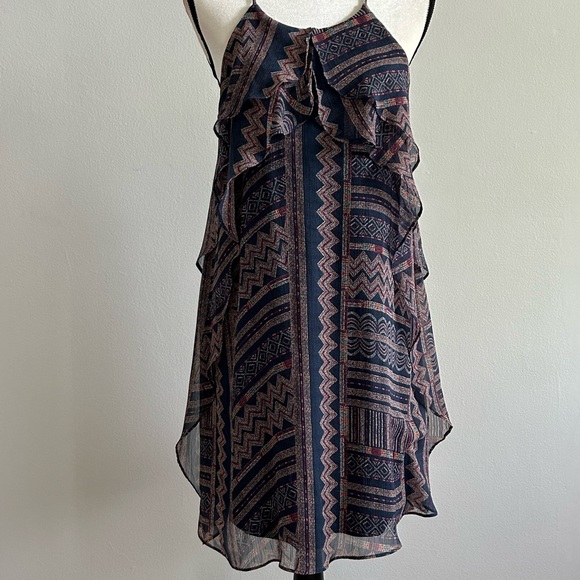 BCBG Maxazria boho southwest blue shift dress size small - Picture 7 of 8